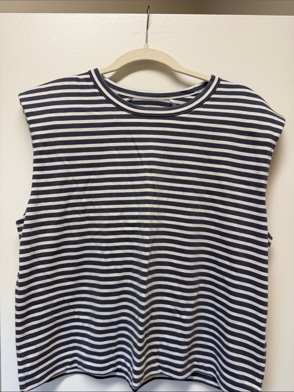 Madewell Navy and White Striped Muscle Tank